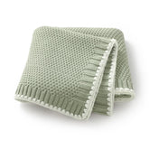 Neiwech knit baby blanket in green shows soft cotton texture for gentle newborn comfort