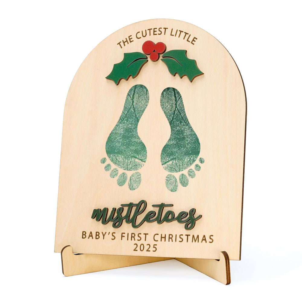 NELXI baby’s first Christmas wooden mistletoe keepsake for nursery display