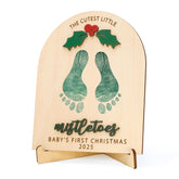 NELXI baby’s first Christmas wooden mistletoe keepsake for nursery display