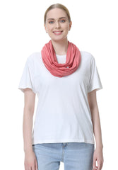 NeoTech Care nursing cover pink worn as scarf offers practical style