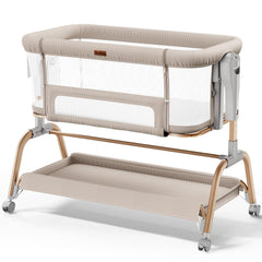 NeoBorn 3in1 bassinet side view for easy nighttime access and soothing