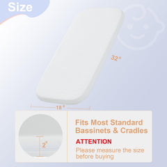NeoBorn bassinet mattress with firmer high-density foam on the flip side for support.