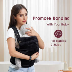 Nest Blanche carrier with X-shaped back distributes weight for balanced support.