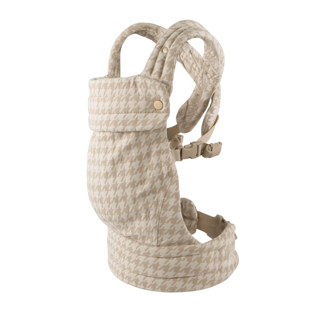 Nest Blanche ergonomic baby carrier 4-in-1 in houndstooth offers hands-free comfort.