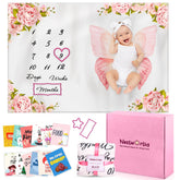 Nestworthy milestone blanket for baby girl, folded display, soft fleece for cozy photo moments.