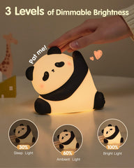 NesveCit Panda Night Light side view showing soft silicone material for safe handling.