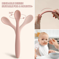 NETANY colorful 6-pack spoons for stage 1 feeding and learning.