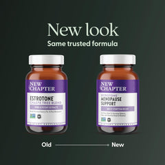 New Chapter Estrotone bottle back label with ingredients and usage guidance
