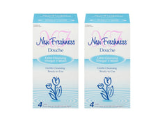 New Freshness Douche bottle pour showing easy, gentle cleansing for intimate care