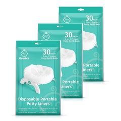 Newnice potty liner packaging shows a 90-pack travel set for on-the-go use