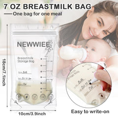 Newwiee breastmilk bags with double-seal side seams to prevent leaks.