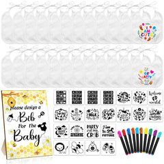 Newwiee baby bibs decorating set shows white bibs ready for personalized designs and keepsake gifts.