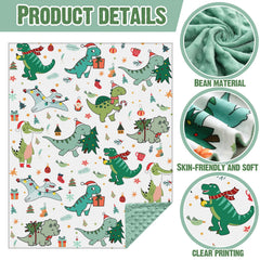Close view of Newwiee 30x40 inch blanket in multicolor dinosaurs design.