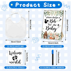 Newwiee stencils with 22 patterns for customizable bib designs.