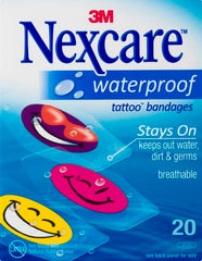 Nexcare tattoo bandages kid-friendly designs provide playful protection for minor scrapes.