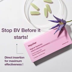 Neycher blister pack highlights portable vaginal health support for on-the-go use.