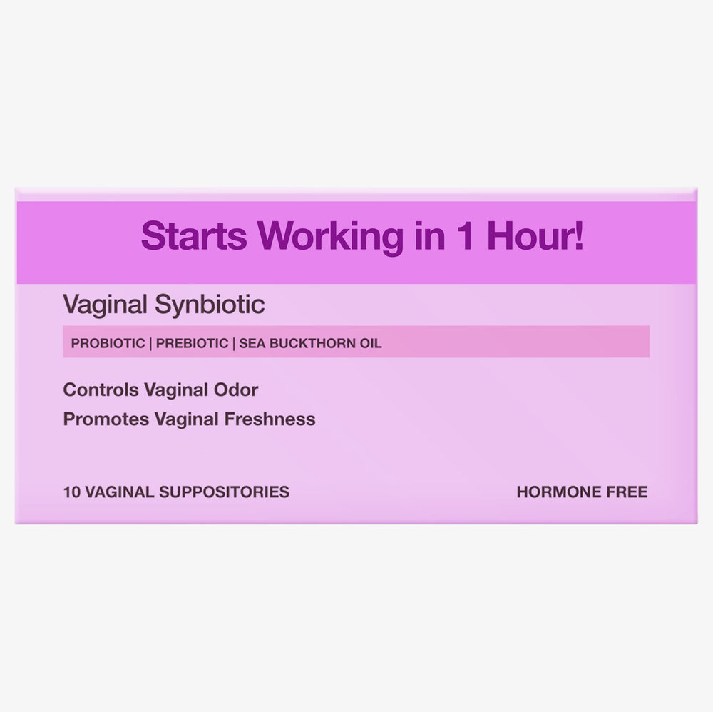 Neycher vaginal suppositories packaging shows discreet box with natural ingredients for pH balance.