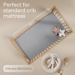 Niagara Sleep Solution deep-pocket design stretching for secure crib fit.