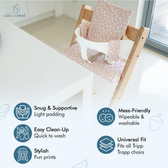 Nibble and Rest wipeable fabric cushion for easy cleanups
