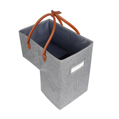 Nice & Simple Stair Basket with rounded handle for easy upstairs carrying and clutter control.