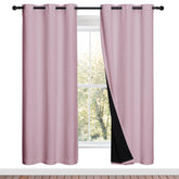 NICETOWN baby pink blackout curtains 2-panel set blocks daylight for restful mornings.