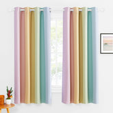 NICETOWN rainbow curtain panel 1 shows bold ombre stripes for a bright child’s room with cozy privacy.
