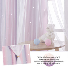 NICETOWN gradient pink-purple curtains add color while softening daylight.