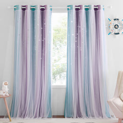 NICETOWN Moon Star Curtains show hollow-star shapes that filter light gently for a dreamy nursery.