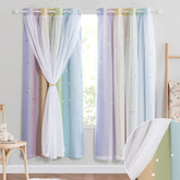 NICETOWN star-cutout nursery curtains create twinkling light patterns for a dreamy kids' room