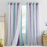 Nicetown ombre sheer overlay curtains provide soft diffusion for a cozy living room.