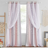 NICETOWN star-cutout curtains with pink-grey ombre brighten nurseries while filtering daylight.