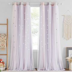 NICETOWN nursery curtains feature hollow star cutouts and soft light diffusion.