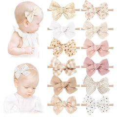 Niceye baby bow headbands with embroidery patterns for cute everyday outfits.