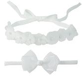 Nihao Baby baptism headband white two-piece set for christening photos