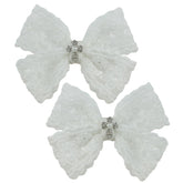 Nihao Baby white baptism bow with clip, ideal for christening ceremonies