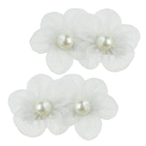 Nihao Baby white flower hair clip with 1.4-inch alligator grip for secure baptism outfits