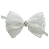 Nihao Baby white lace bow 4in clip for christening outfits and photos.