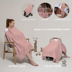 Nilsa car seat cover attachment shields baby from sun and elements.