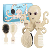 Ninabella Octo wall holder with baby brush and comb for easy bedside access.