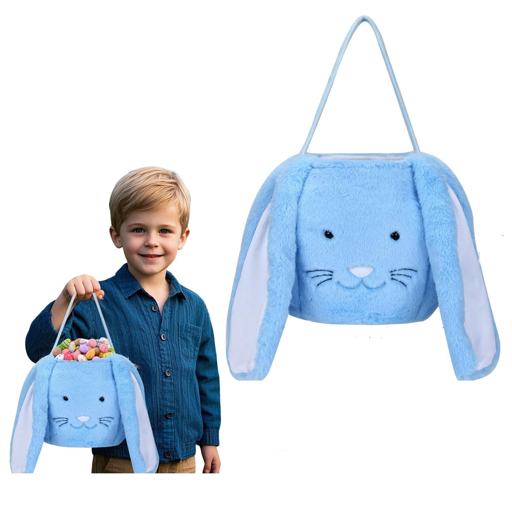 Ninlega plush blue Easter basket with soft outer surface for gentle use and storage