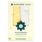 NINTARABABY swaddle yellow blossom shows ultra-soft organic cotton for newborn comfort