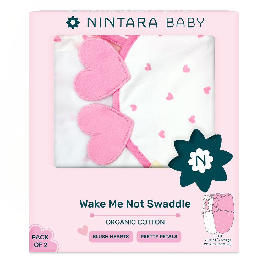 NINTARABABY wake me not swaddle with Blush Hearts for cozy newborn comfort