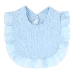 Nishine blue bibs laid flat showing adjustable closure and colors