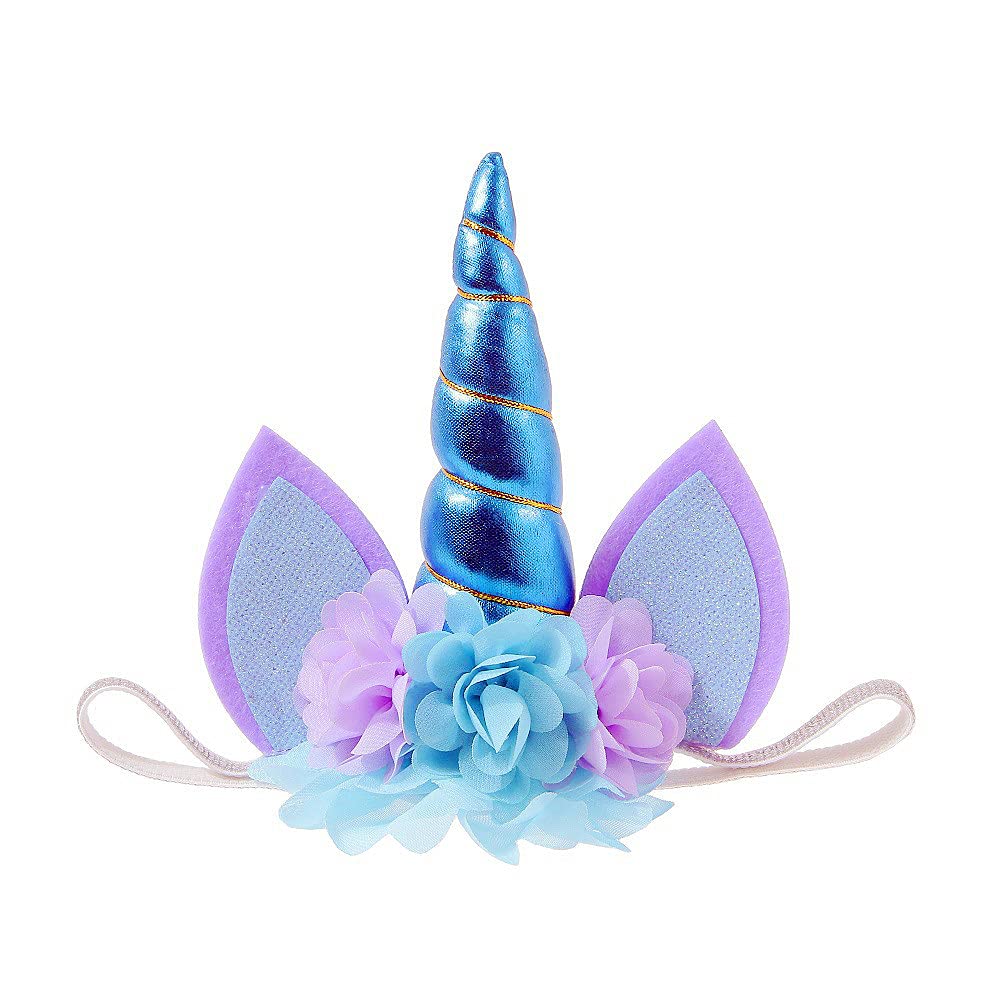 Nishine baby unicorn horn headband with glitter, ideal for festive photos.
