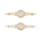 Nishine flower headband with white rhinestones for delicate christening looks.