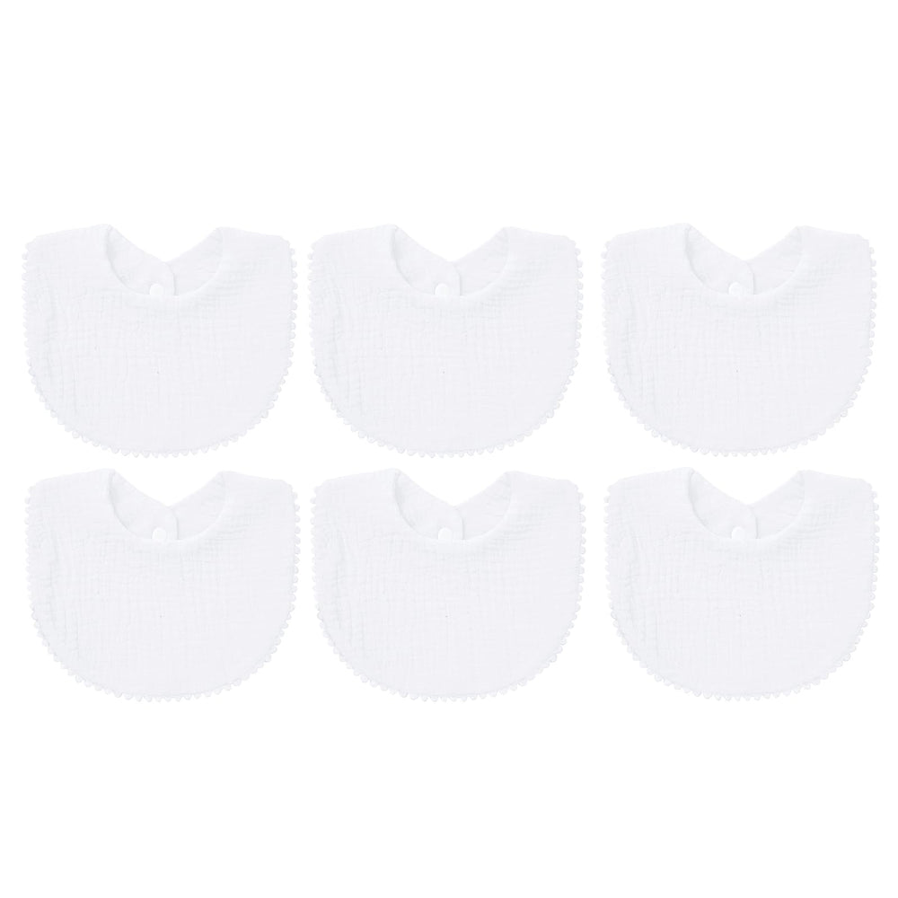 Nishine muslin baby drool bibs white pack viewed together for daily use