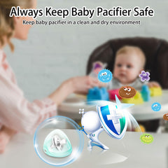 NISXABEBE pacifier case with lanyard for hanging on a diaper bag.