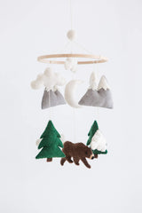 Nivas Bear and Mountain Mobile: neutral-toned nursery decor for soothing ambiance