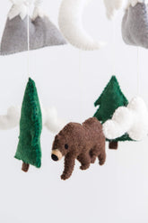 Nivas Bear and Mountain Mobile: woodland bear visual for calming baby stimulation