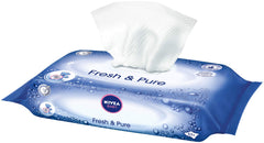 NIVEA Baby Fresh & Pure wipes close-up, showing soft texture for gentle cleansing.
